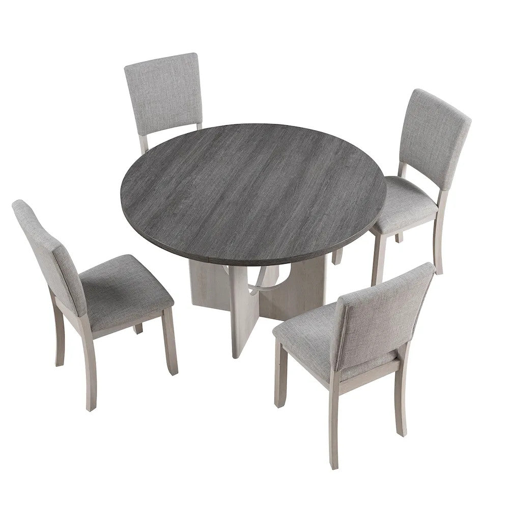 Furniture of America - Oberto - 4 Pc. Round Dining Table Set - Gray - SL3406GY-RT-5PC view 3