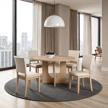 Furniture of America - Oberto - 4 Pc. Round Dining Table Set - Natural - SL3406NT-RT-5PC view 2