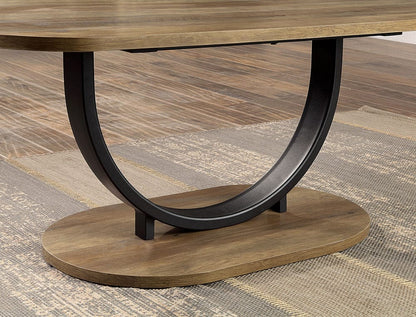 Furniture of America - Olbia 3 Pc. Coffee Table Set (1C+2E) in Rustic Oak/Sand Black - CM4199A-3PK View 2
