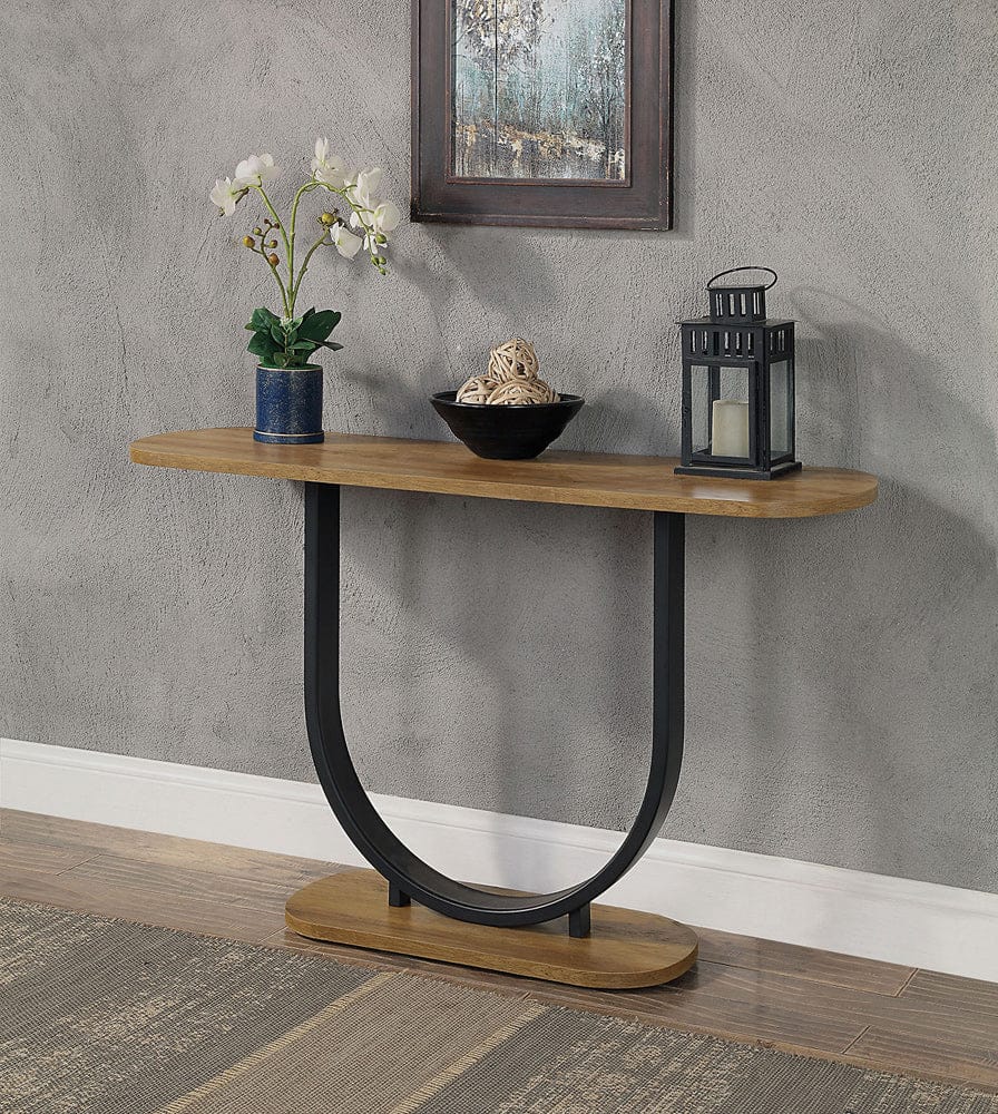 Furniture of America - Olbia Sofa Table in Rustic Oak/Sand Black - CM4199A-S View 1