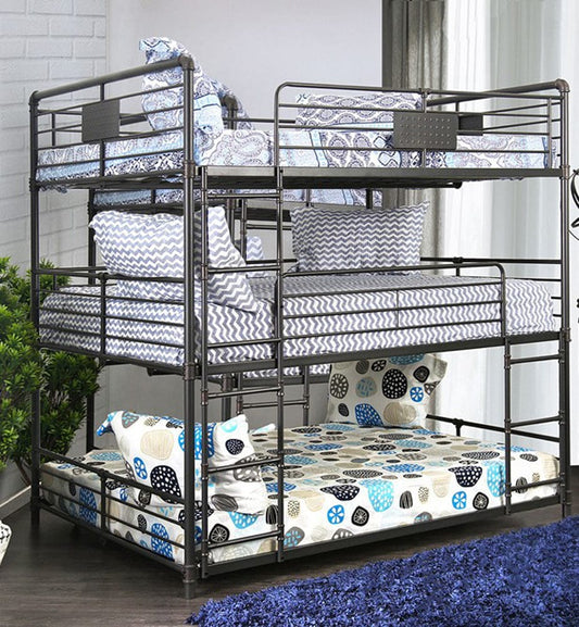 Furniture of America - Olga I Full/Full/Full Bunk Bed in Antique Black - CM-BK912F-BED View 1