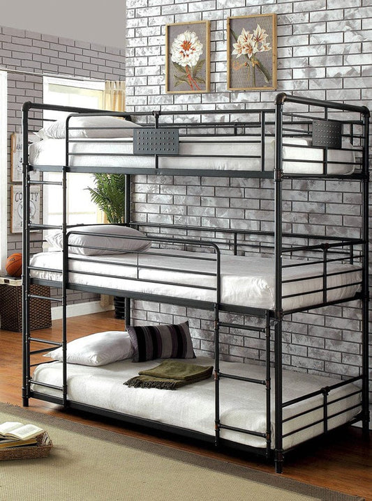 Furniture of America - Olga I Twin/Twin/Twin Bunk Bed in Antique Black - CM-BK912-BED View 1