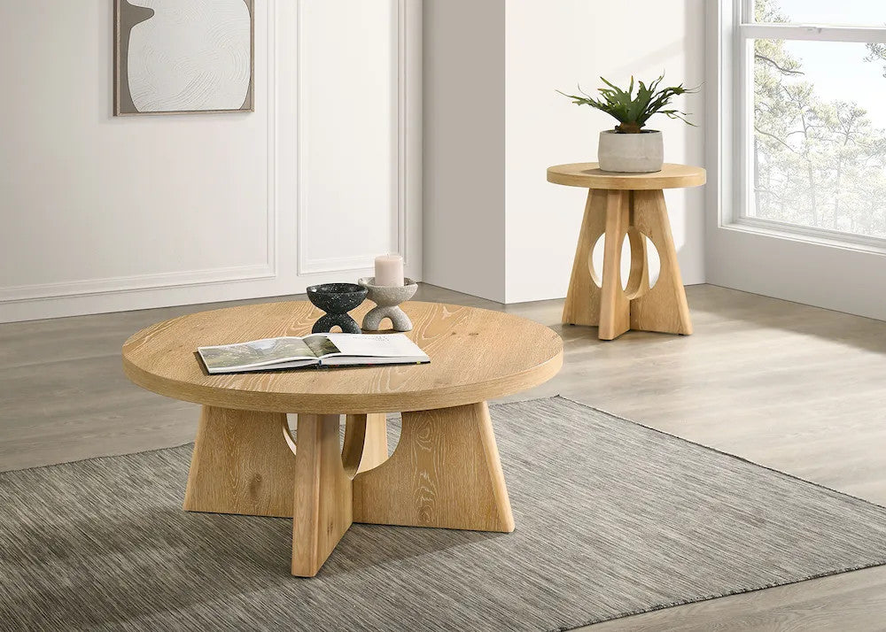 Furniture of America - Olgod - Round Coffee Table - Oak - FM4223AK-CR view 4