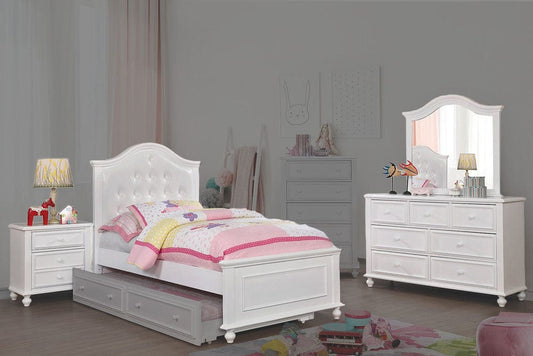 Furniture of America - Olivia 4 Pc. Twin Bedroom Set in White - CM7155WH-T-4PC