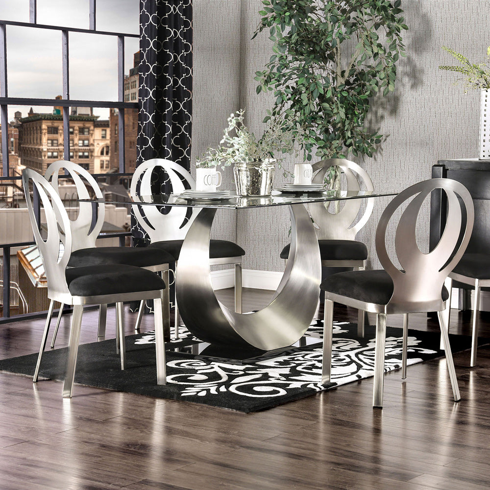 Furniture of America - Orla Dining Table in Silver/Black - CM3726T-TABLE View 5