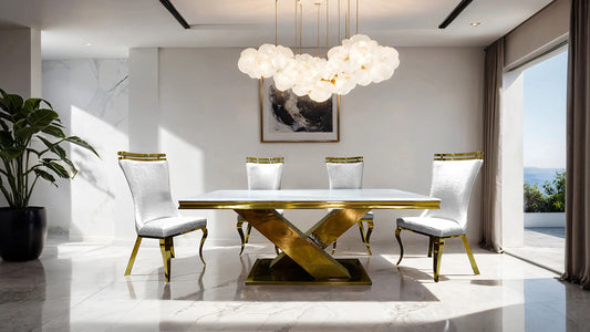 Furniture of America - Palazzo 6 Pc. Dining Table Set in Gold/Black - FM33002GD-T-7PC-11WH View 1
