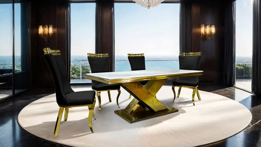 Furniture of America - Palazzo 7 Pc. Dining Table Set in Gold/Black - FM33002GD-T-7PC-11BK View 1