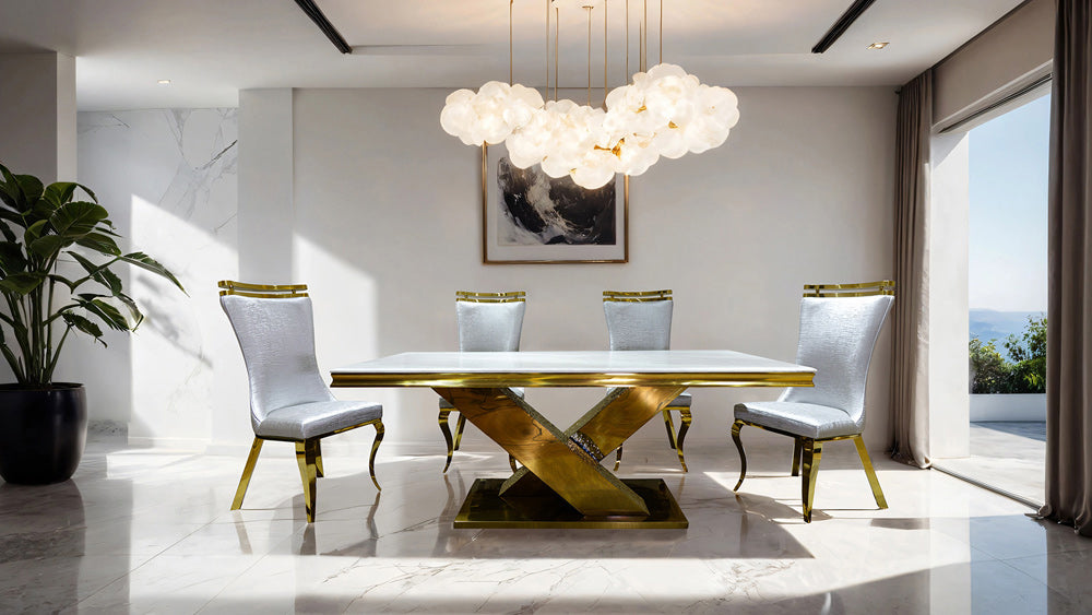 Furniture of America - Palazzo 7 Pc. Dining Table Set in Gold/Silver - FM33002GD-T-7PC-11SV View 1