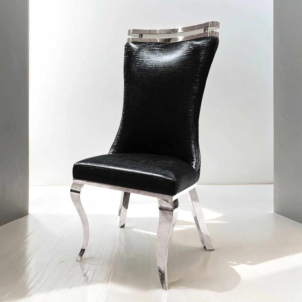 Furniture of America - Palazzo Silver Chair Set of 2 in Black - FM33010BK-SC-2PK View 1