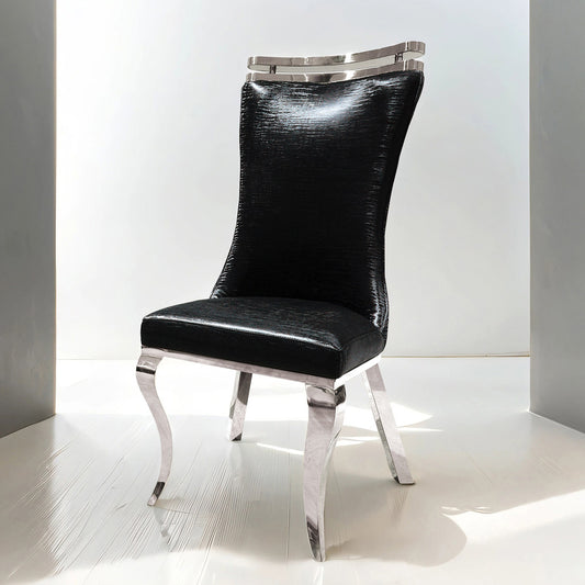 Furniture of America - Palazzo Silver Chair Set of 2 in Black - FM33010BK-SC-2PK View 1