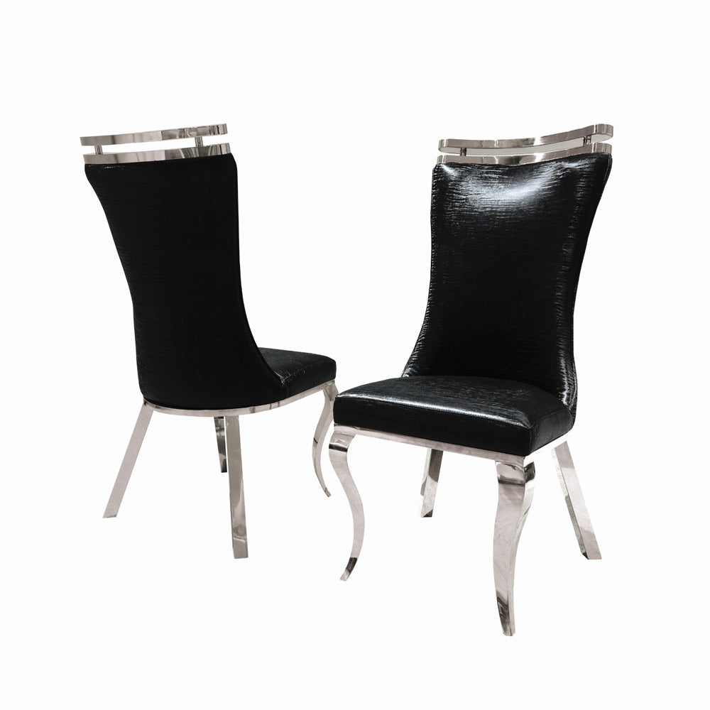 Furniture of America - Palazzo Silver Chair Set of 2 in Black - FM33010BK-SC-2PK View 2