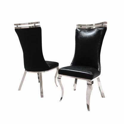 Furniture of America - Palazzo Silver Chair Set of 2 in Black - FM33010BK-SC-2PK View 2