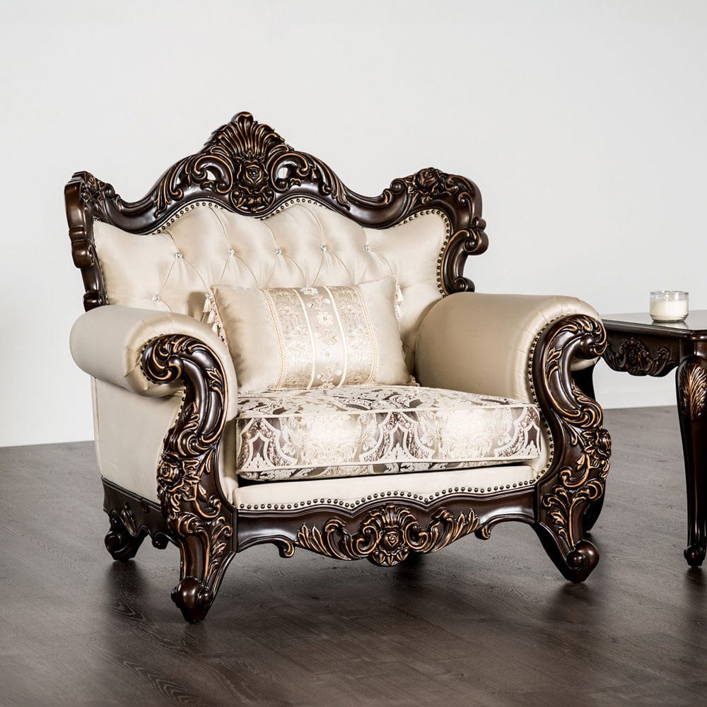 Furniture of America - Palencia Chair in Dark Cherry/Beige - FM65005BG-CH View 1