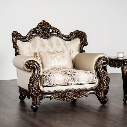 Furniture of America - Palencia Chair in Dark Cherry/Beige - FM65005BG-CH View 1