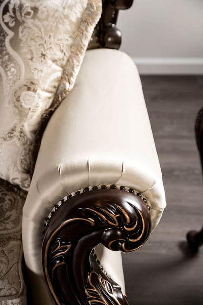 Furniture of America - Palencia Chair in Dark Cherry/Beige - FM65005BG-CH View 2