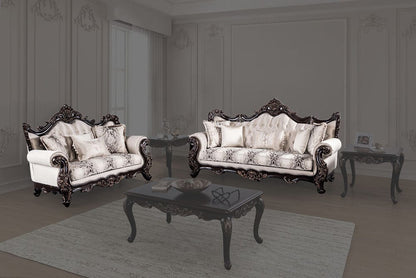 Furniture of America - Palencia Sofa + Loveseat in Dark Cherry/Beige - FM65005BG-2PC View 1