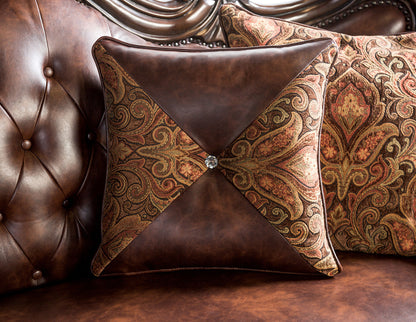 Furniture of America - Palencia Sofa + Loveseat in Dark Cherry/Brown - FM65005BR-2PC View 4