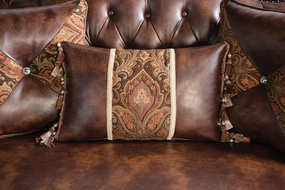 Furniture of America - Palencia Sofa + Loveseat in Dark Cherry/Brown - FM65005BR-2PC View 5