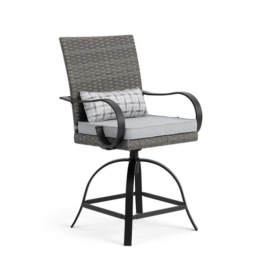 Furniture of America - Palma Swivel Counter Ht. Arm Chair Set of 2 in Black/Gray - GM-2025-2PK View 1