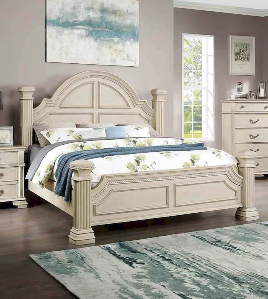 Furniture of America - Pamphilos - E.King Bed, Antique White - FOA7144WH-EK-BED view 1