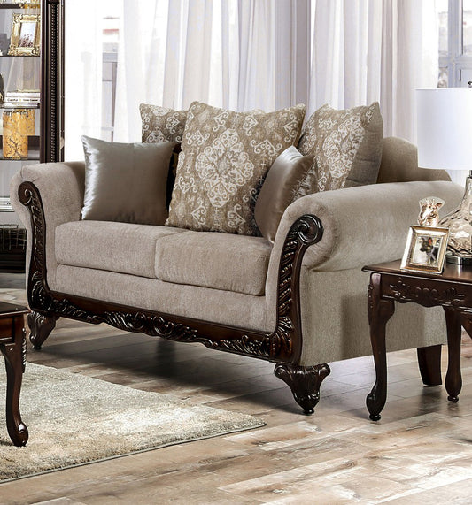 Furniture of America - Panozzo Loveseat in Beige/Walnut - SM7308-LV View 1