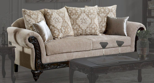 Furniture of America - Panozzo Sofa in Beige/Walnut - SM7308-SF View 1