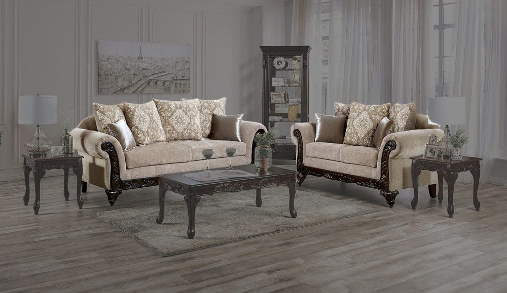 Furniture of America - Panozzo Sofa + Loveseat in Beige/Walnut - SM7308-2PC View 1