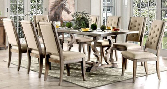 Furniture of America - Patience 9 Pc. Dining Table Set in Rustic Natural Tone/Beige - CM3577T-9PC View 1