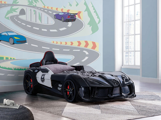 Furniture of America - Patrolene Twin Police Car Bed in Black/White - FOA7723PL-BED View 1