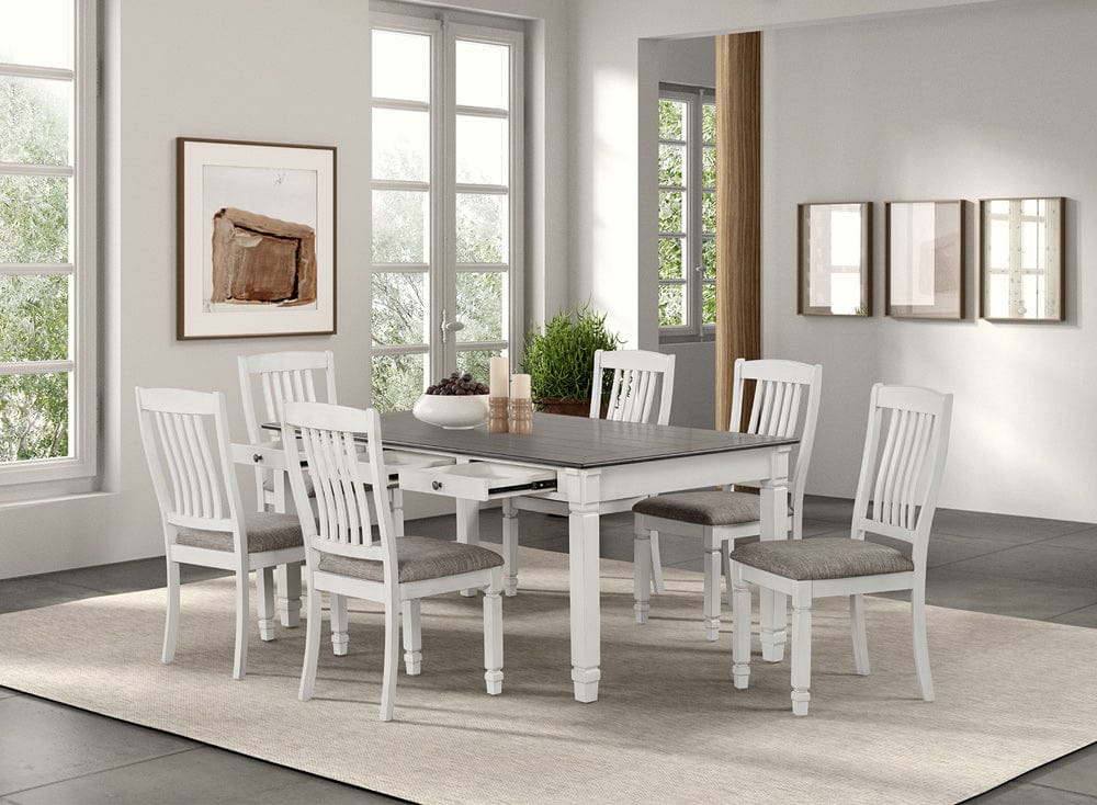 Furniture of America - Pendola Dining Table in Rustic White - FM3427WH-T View 4