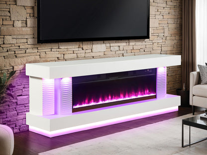 Furniture of America - Peseux 71" TV Stand w/ Electric Fireplace in White - FM-AC8009WH-TV View 1