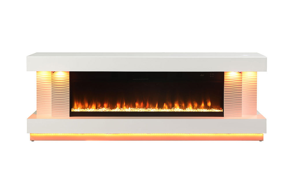 Furniture of America - Peseux 71" TV Stand w/ Electric Fireplace in White - FM-AC8009WH-TV View 7