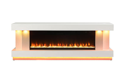 Furniture of America - Peseux 71" TV Stand w/ Electric Fireplace in White - FM-AC8009WH-TV View 7