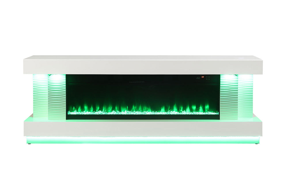 Furniture of America - Peseux 71" TV Stand w/ Electric Fireplace in White - FM-AC8009WH-TV View 8