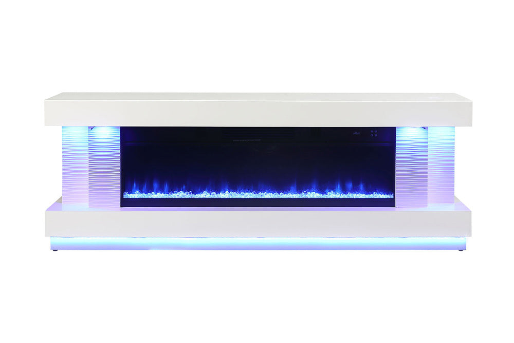 Furniture of America - Peseux 71" TV Stand w/ Electric Fireplace in White - FM-AC8009WH-TV View 9