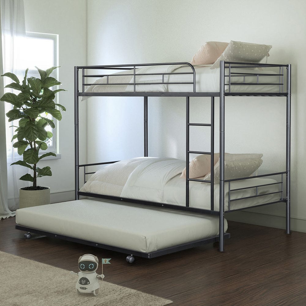 Furniture of America - Philotus Twin/Twin Bunk Bed (K/D) + Trundle in Black - FM-BK906BK-TT View 1