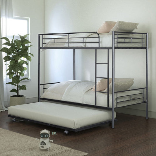 Furniture of America - Philotus Twin/Twin Bunk Bed (K/D) + Trundle in Black - FM-BK906BK-TT View 1