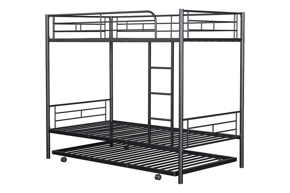 Furniture of America - Philotus Twin/Twin Bunk Bed (K/D) + Trundle in Black - FM-BK906BK-TT View 2