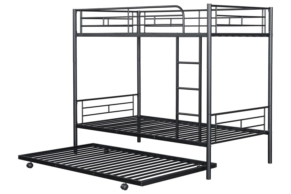 Furniture of America - Philotus Twin/Twin Bunk Bed (K/D) + Trundle in Black - FM-BK906BK-TT View 3