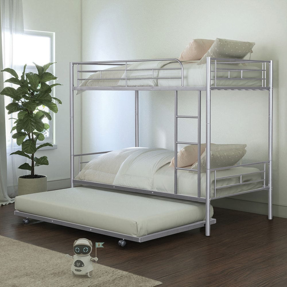 Furniture of America - Philotus Twin/Twin Bunk Bed (K/D) + Trundle in Silver - FM-BK906SV-TT View 1