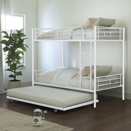 Furniture of America - Philotus Twin/Twin Bunk Bed (K/D) + Trundle in White - FM-BK906WH-TT View 1