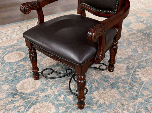 Furniture of America - Picardy Arm Chair Set of 2 in Brown Cherry/Black - CM3147AC-2PK View 2