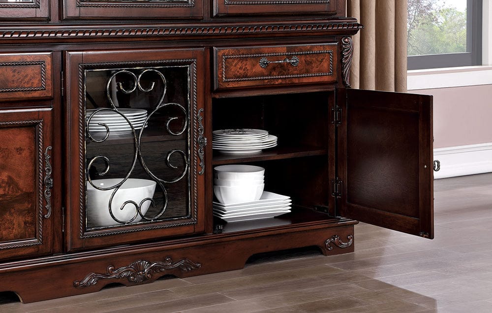 Furniture of America - Picardy Hutch & Buffet in Brown Cherry - CM3147HB-SET View 3