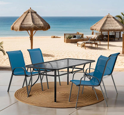 Furniture of America - Pierro 5 Pc. Outdoor Dining Set in Blue - LA-D012BK-5PC-BL View 1