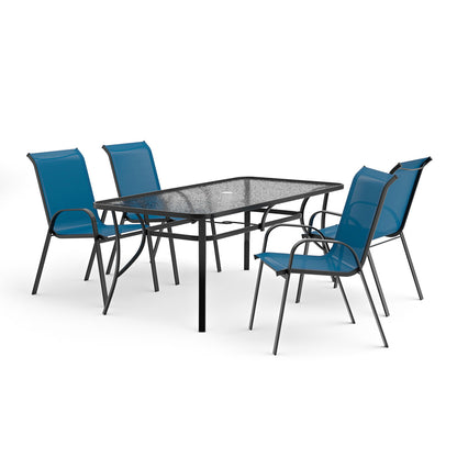 Furniture of America - Pierro 5 Pc. Outdoor Dining Set in Blue - LA-D012BK-5PC-BL View 2