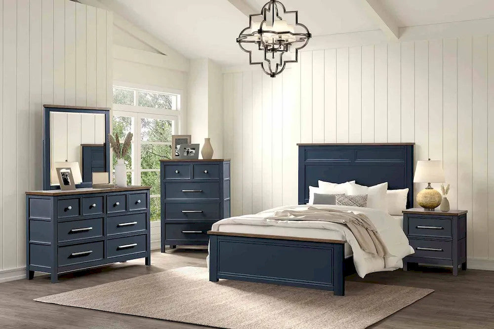 Furniture of America - Pinetop - 4 Pc. Twin Bedroom Set w/ Chest - Blue/Dark Brown - FM7171BL-T-5PC-CHEST view 1