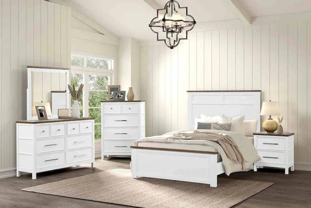 Furniture of America - Pinetop - 4 Pc. Twin Bedroom Set w/ Chest - White/Dark Brown - FM7171WH-T-5PC-CHEST view 1
