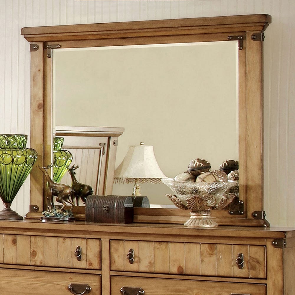 Furniture of America - Pioneer Mirror in Weathered Elm - CM7449M View 1