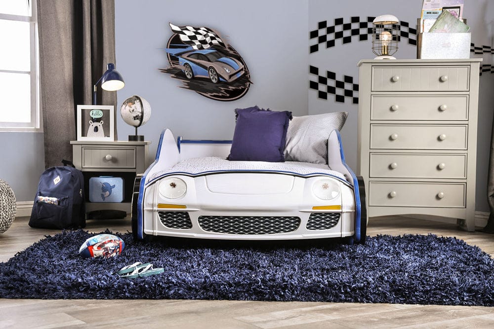 Furniture of America - Poe Twin Bed in White/Blue - CM7640-BED View 4