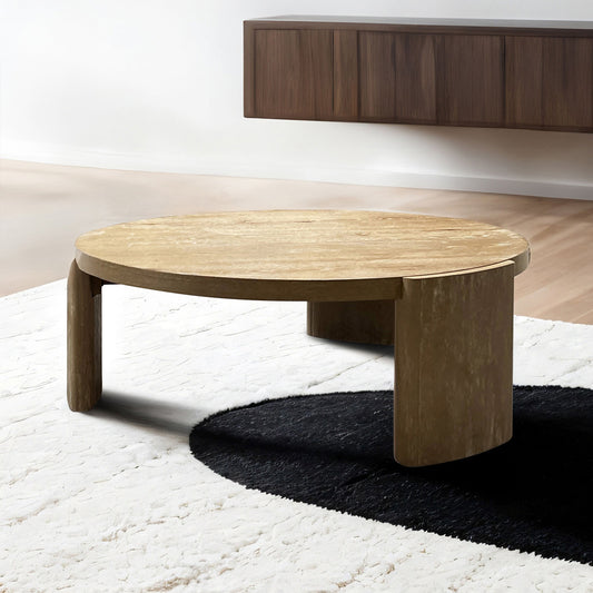 Furniture of America - Poltimore Round Cocktail Table in Oak - FM4220AK-C View 1
